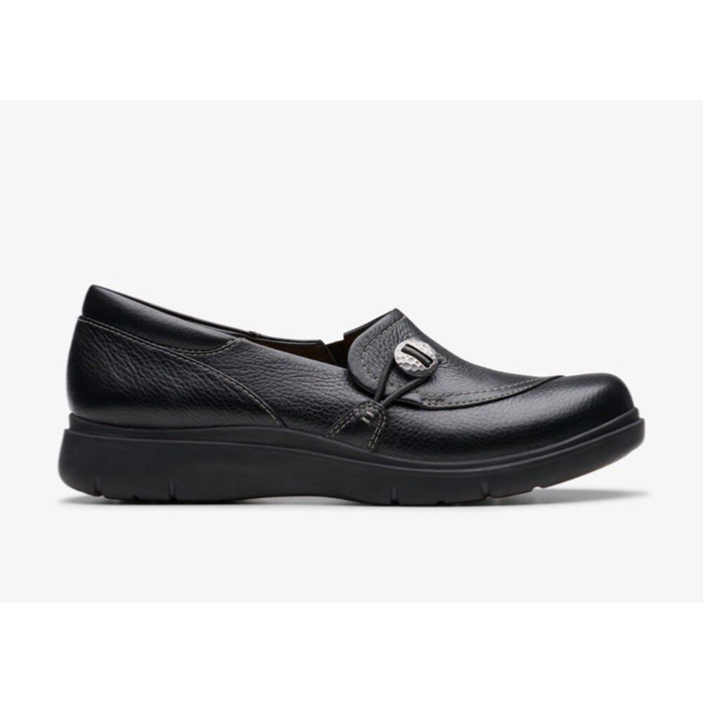 Clark’s Certina Ease Slip On Loafers Women’s 8.5 XW Black Leather Comfort NEW